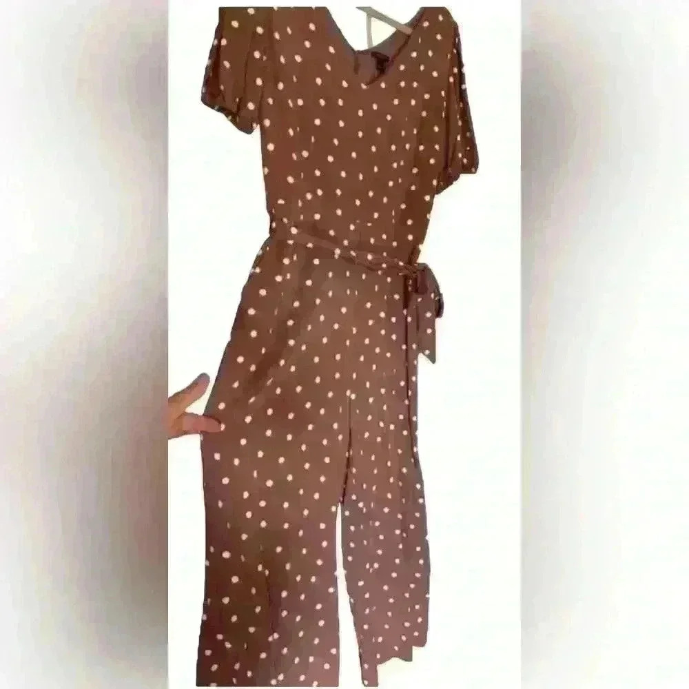 Ann Taylor Factory Brown Polka Dot Jumpsuit —Pretty Woman vibes